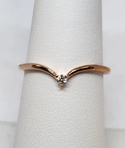LC Lauren Conrad 10K Rose Gold Diamond V Shape Ring - Size 7 - Picture 1 of 6