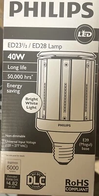 Philips ED23½ / ED28 Lamp 40W Bright White Light 120-277 VAC E39 - Image 1 of 2