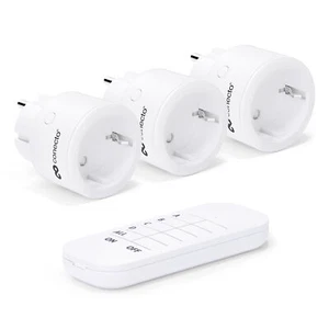 Funksteckdosen 3er Set + 1x Fernbedienung 2300 Watt bis 30m Funkschalter weiß - Bild 1 von 5
