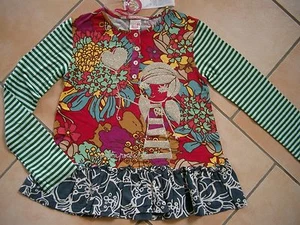 (233) Nolita Pocket Girls Materialmix Shirt Logo & Mädchen Glitzer Druck gr.116 - Picture 1 of 4