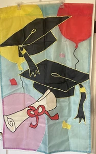 Vtg Graduation Summer Diploma Party Celebrate  Flag Outdoor Garden Decor 27 X 43 - Picture 1 of 5
