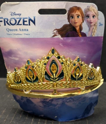 Disney Store Frozen QUEEN ANNA Tiara Metal Heavy Duty Gold Green Jewels New - Image 1 of 3