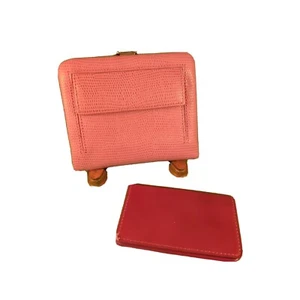 Vintage Neiman Marcus Pink Snakeskin Push Clasp Wallet & Credit Card Holder - Picture 1 of 10