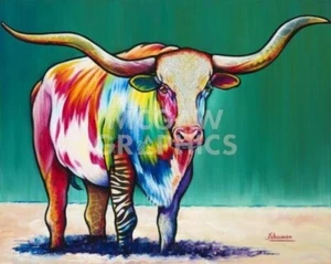 Longhorn Steer, Steven Schuman, Wall Decor Art Print 11" x 14"  2805 - Picture 1 of 1