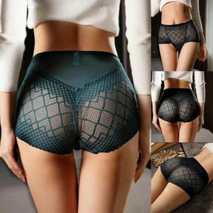 Women's Underwear Panties Sexy Lace Lingerie Mesh Boyshort High Waist Briefs - Picture 1 of 14