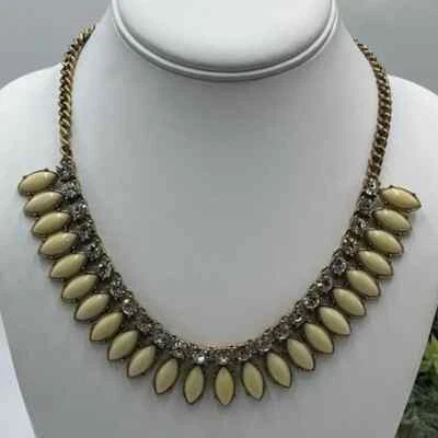 J. Crew Cream Marquise Cabochon Round Rhinestone Collar Necklace  - Image 1 of 4