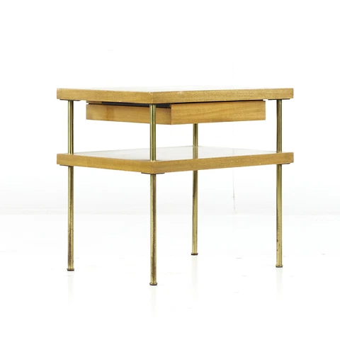 Harvey Probber Mid Century Mahogany and Brass Nightstand Cover