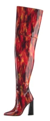 38/7.5❤️VON BERLIN RED Patent Leather Over Knee Thigh High HEEL Boots ITALY OTK - Image 1 of 3