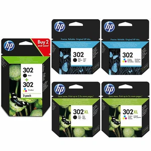 Original HP 302 / 302XL Black & Colour Ink Cartridges For DeskJet 1110 Printer - Picture 1 of 56
