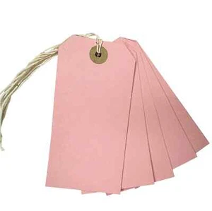100 x Pink Strung Tags 120mm x 60mm Reinforced Luggage Labels String Tag - Picture 1 of 1
