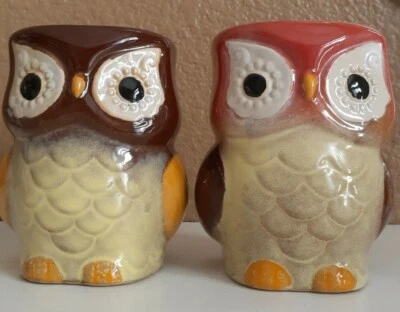 Лот из 2 керамических сов подсвечников соевый воск заполненный корицей мускатным орехом и тыквенными специями - Изображение 1 из 3