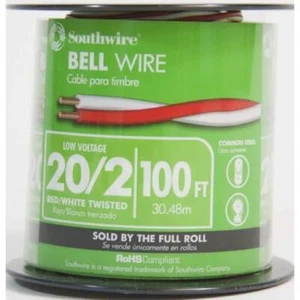 100 ft. 20/2 Twisted Copper Bell Wire Low Voltage Indoor Outdoor Door Chime - Picture 1 of 3