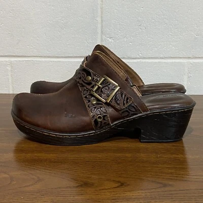 B.Ø.C Børn Women's Karley Leather Mules 11M Brown Buckle Block Heel Clog Western - Image 1 of 4