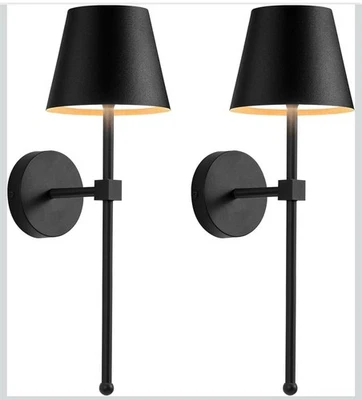 Juego de 2 Apliques de Pared Inalámbricos, Inalámbricos 5200mAh Batería Recargable LED, Negro Foto 1 de 4