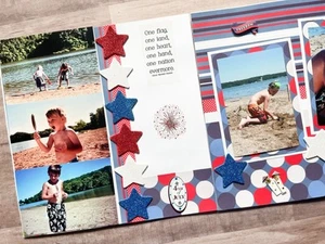 Páginas de álbum de recortes del 4 de julio, diseños del cuarto, diseños prefabricados del álbum de recortes de julio - Imagen 1 de 10