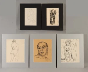 STOWELL LECAIN FISHER SMITH Art Deco Nudo Donna Carbone Matita Disegni Schizzo - Foto 1 di 13