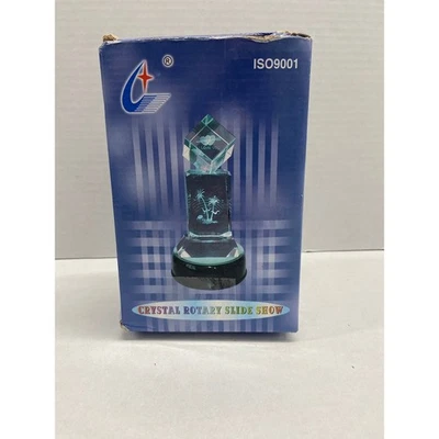 Crystal Rotary Slide Show Light Base Decor with Rotating Cube Prism - Image 1 of 4