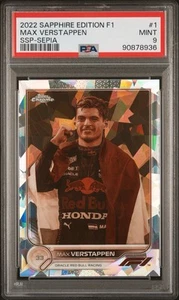 2022 Topps Chrome Sapphire F1 Max Verstappen Sepia 91/100 #1 Variation SSP PSA 9 - Picture 1 of 3