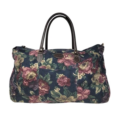 Vintage Cottagecore Floral Grandmacore Granny Weekender Canvas Overnight Bag - Image 1 of 4