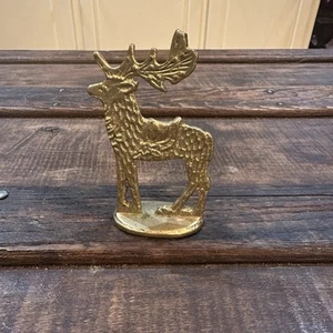 Vintage Abt 56 Messing Rentier Hirsch Figur Deko Weihnachten 3" rustikal MCM - Bild 1 von 6