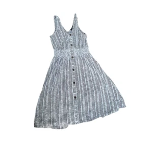 Caution To The Wind Womens A Line Dress Gray Striped Stretch V Neck Coastal S - Picture 1 of 11