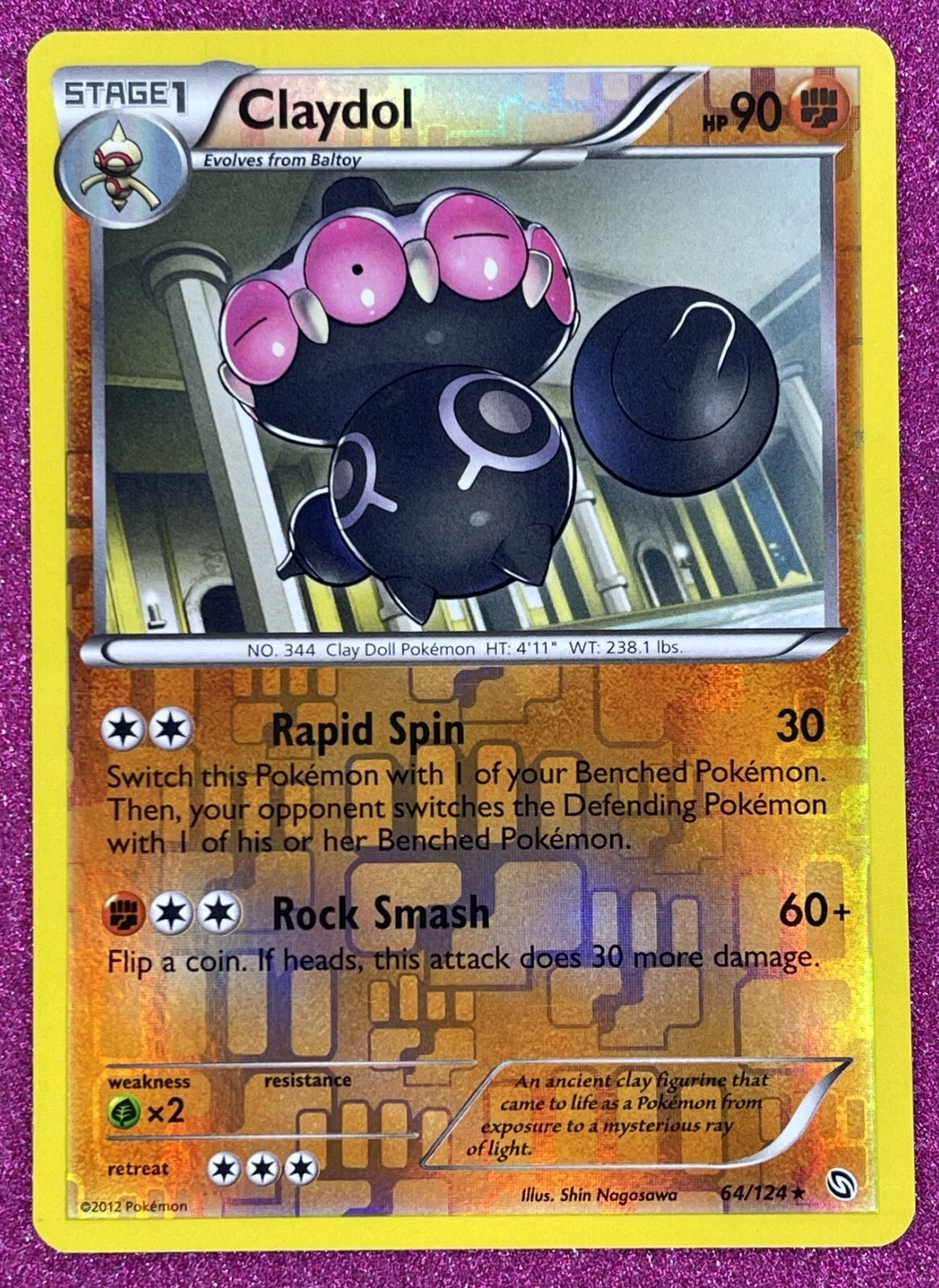 Pokemon TCG Claydol 64/124 Reverse Holo Rare B&W Dragons Exalted 2012 English NM