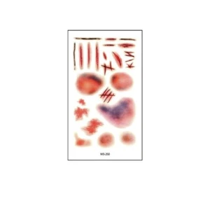 Flash Einmal Temporary Klebe Tattoo Halloween Narbe Blut Wunde Body Geschenk - Bild 1 von 1