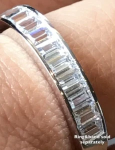 GOLD wedding BAND only 14k White Baugette solid cz size 7 ask 6 8 - Picture 1 of 9