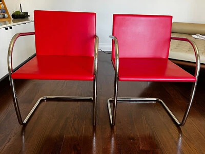 Knoll tubular Brno chairs. Reupholstered by Classic Design of LA. Ex condition - Image 1 of 4