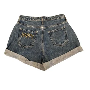 Pantalones cortos WILD FABLE Highest Rise Mom, HAPPY cosidos en el bolsillo trasero, Boho Festival - Imagen 1 de 13