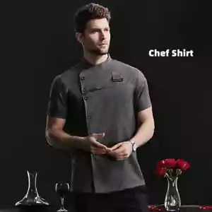 Kitchen Jacket Catering Uniform Short Sleeve Chef Clothes Restaurant Workwear - Picture 1 of 31