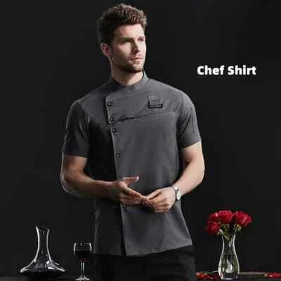 Kitchen Jacket Catering Uniform Short Sleeve Chef Clothes Restaurant Workwear - Image 1 of 4