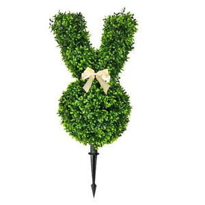 Green Artificial Bunny Topiary Easter Bunny Topiary Tree Pot for Outdoor Decor - Picture 1 of 11