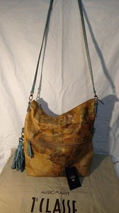 Alviero Martini 1 CLASSE borsa grande tracolla Profili In Pelle Turchese - Foto 1 di 16