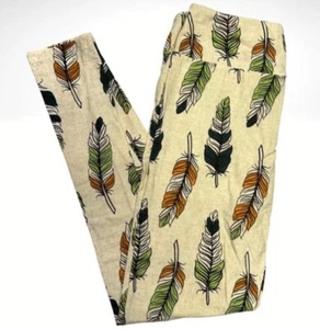 LuLaRoe Girls Leggings Size 00-0 Juniors Feathers Tribal TW TWEEN NWT - Picture 1 of 3