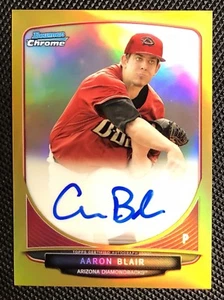 2013 Bowman Chrome Auto /50 Aaron Blair Rookie RC Gold Refractor Atlanta Braves - Picture 1 of 2