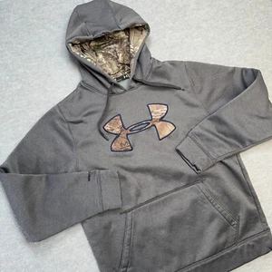 Under Armour Hoodie Mens Medium Gray Realtree Camo Logo Storm1 Fleece Sweatshirt - Picture 1 of 8