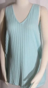 NWT Womens Ladies AUGUST SILK Aqua Knit & Silky Sleeveless  L Large  - Picture 1 of 3