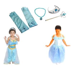 2 Princess gift Set for girls Size M Age 6 7 8 with 2 Costumes & 6 Pcs Accessory