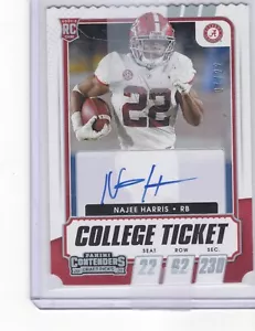 Najee Harris College Ticket Rookie Auto # 7/22 - Picture 1 of 2