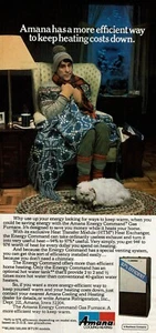 1984 Vintage Print Ad Amana hat eine effizientere Möglichkeit, Heizkosten niedrig zu halten Katze - Bild 1 von 2