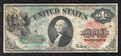 FR 18 1869 BILLETE DE $1 DÓLAR “ARCO IRIS” MONEDA DE CURSO LEGAL ESTADOS UNIDOS MUY FINO Foto 1 de 2