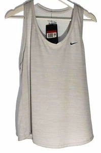 Women’s Nike Light Gray Training Tank Top Standard Fit DRI-FIT Size L New - Foto 1 di 7