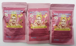 Lot of 3 - Kojic Acid & Tumeric Cleansing Pads - 40 Ct Per Package - SHIPS FREE - Picture 1 of 3