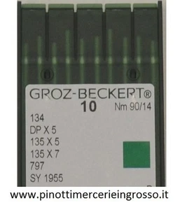 AGHI PER MACCHINA CUCIRE INDUSTRIALE 134/134R-CONF.10 AGHI ORIGINAL GROZ-BECKERT - Picture 1 of 1