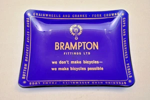 Antique Cycling Brampton Advertising Ashtray Glass Blue England Bicycle Parts " - Picture 1 of 9