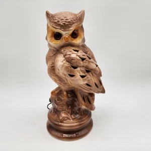 Vintage 1970s Ceramic Owl Accent Nightlight 12" Lamp Glowing Eyes RARE - Picture 1 of 19