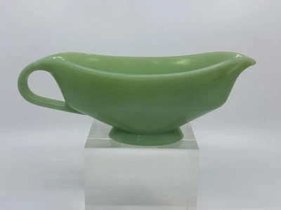 Green Jadeite UNMARKED Glass Gravy Boat 8"  Unknown Maker  Vintage - Image 1 of 4