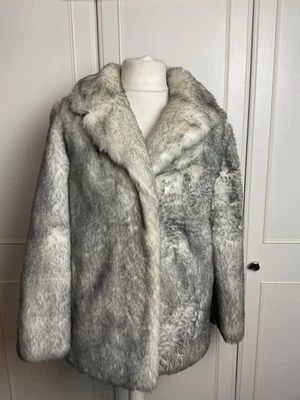 ASTRAKA Faux Fur Short Jacket Coat Size UK 16 Fits UK 12 Vintage Party Evening - Image 1 of 4