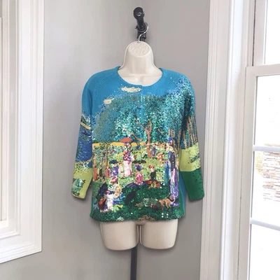 Vintage Michael Simon Seurat Painting Cardigan Sweater - Women’s Large NWT - Image 1 of 4